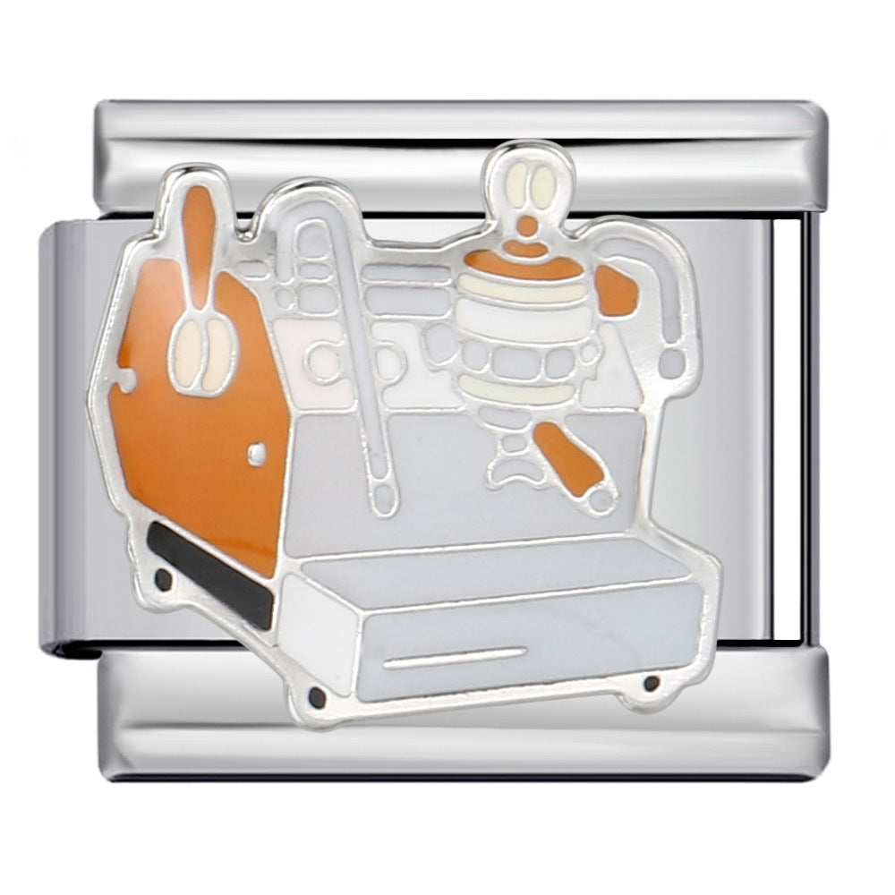 Wholesale  Italian moduleTitanium steel gold-plated oil drip welding pattern DIY  bracelet