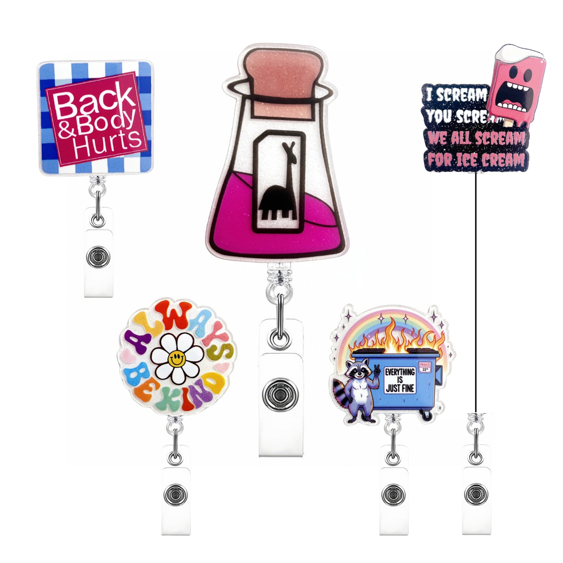 Wholesale Cartoon Graffiti Acrylic Potion Badge Reels Keychains
