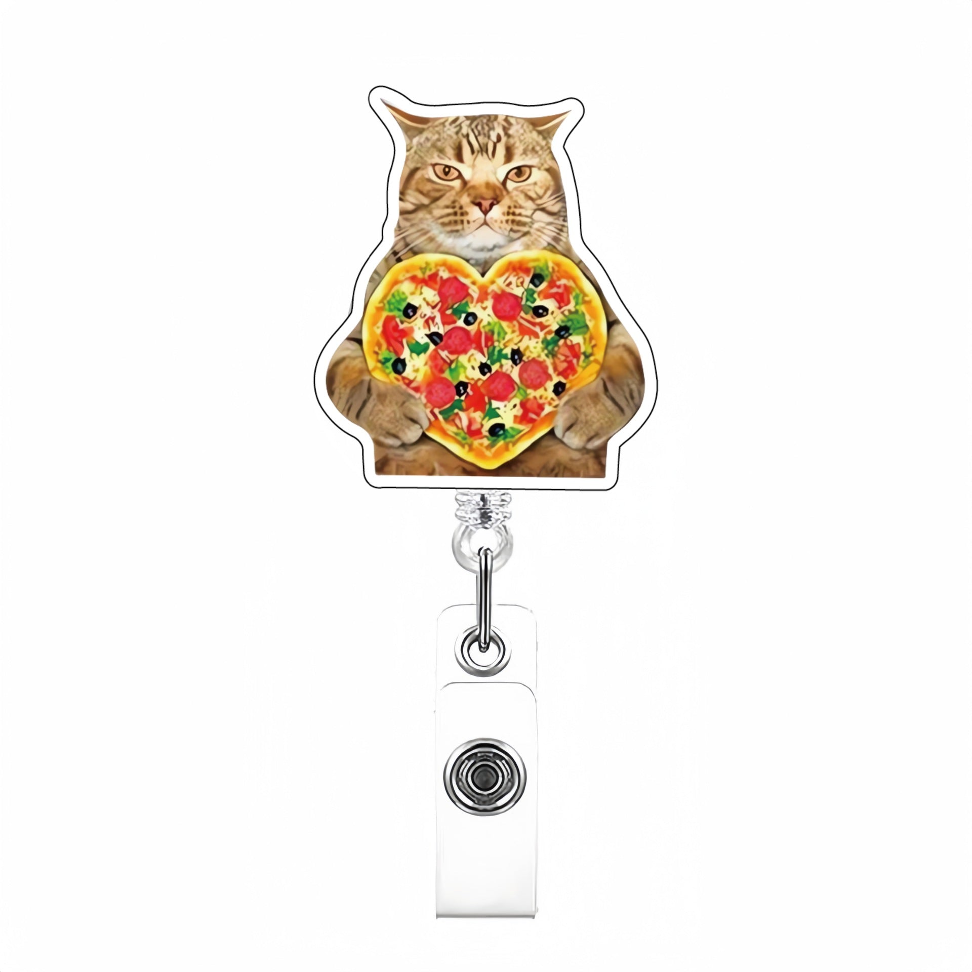Wholesale Cute Cat Acrylic Retractable Rotating Badge Keychain