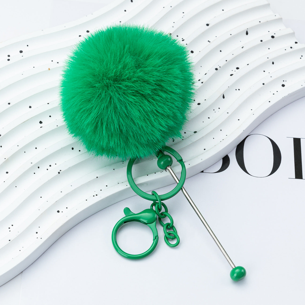 Wholesale DIY Beadable Plush Ball Keychain