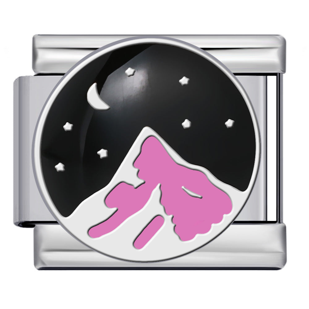 Wholesale Italian modularCircular pattern titanium steel welding dripping bracelet DIY