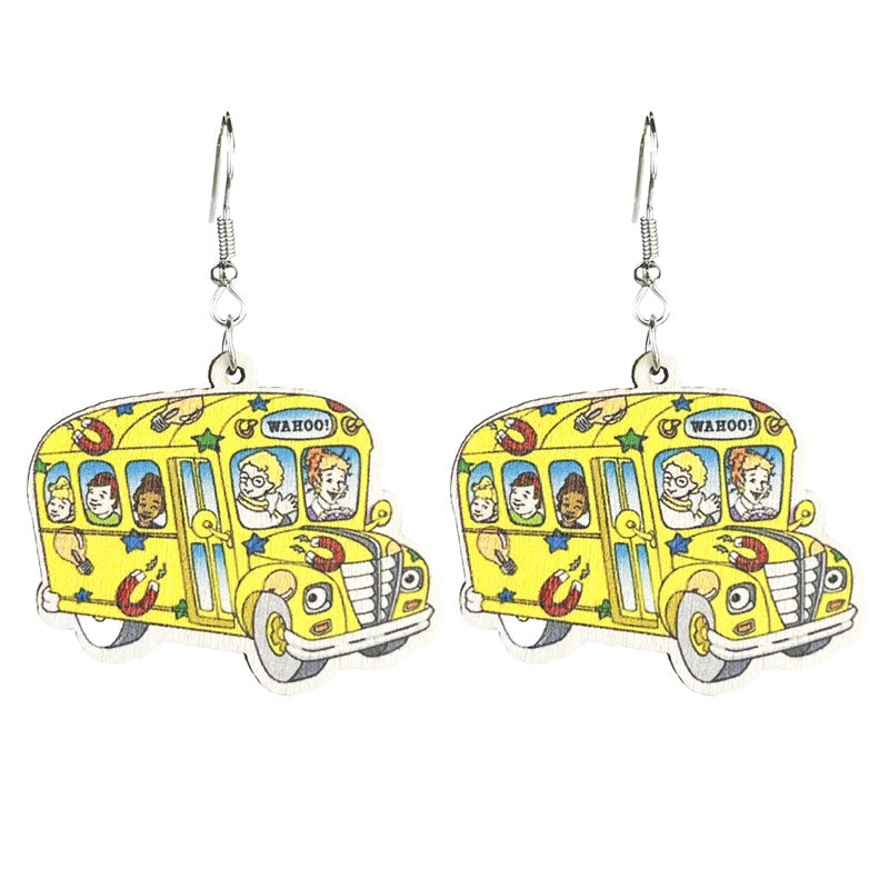 Wholesale 2 Pairs/pack Alphanumeric Frog Wooden Fun Cute Earrings ACC-ES-HY205