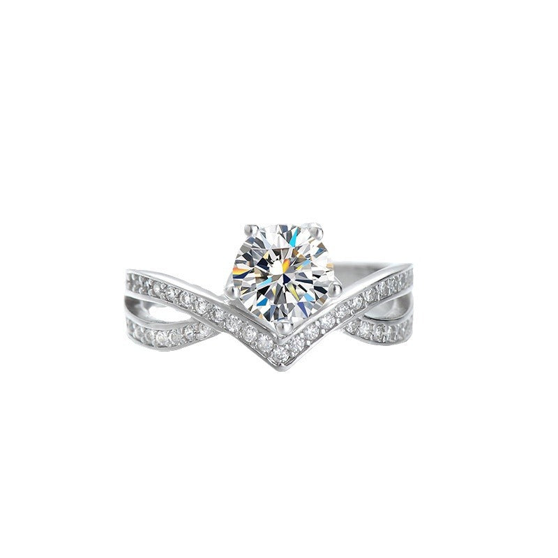 Wholesale S925 Sterling Silver Moissanite Cross Crown Rings ACC-RS-ZYX006