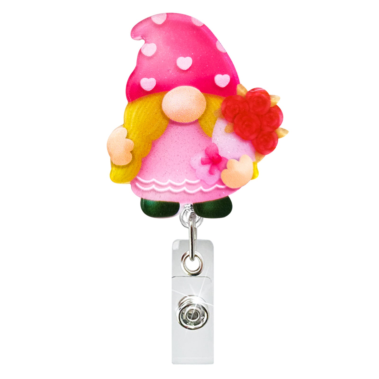Wholesale Valentine's Day Dwarf Acrylic Medical Retractable Clip Badge Keychain ACC-KC-QiDing025