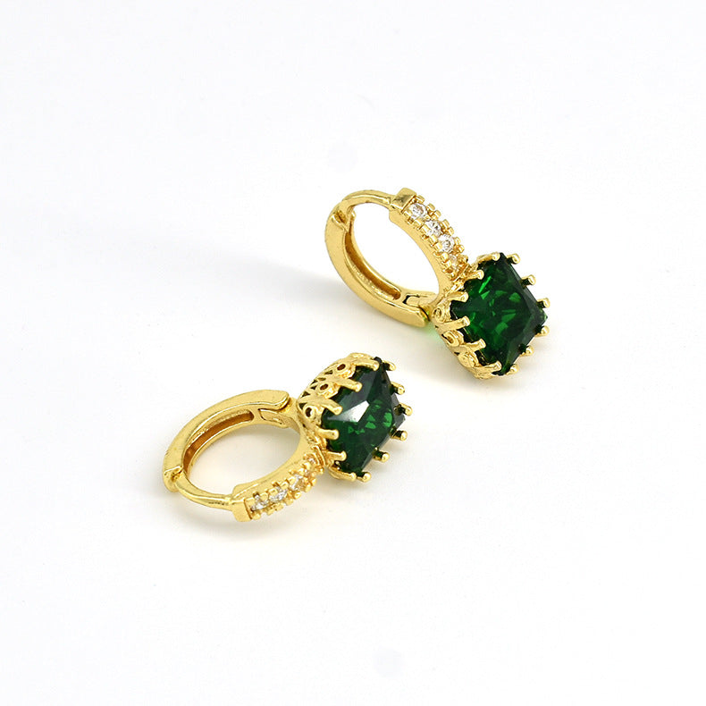 Wholesale Copper Square Zircon Earrings