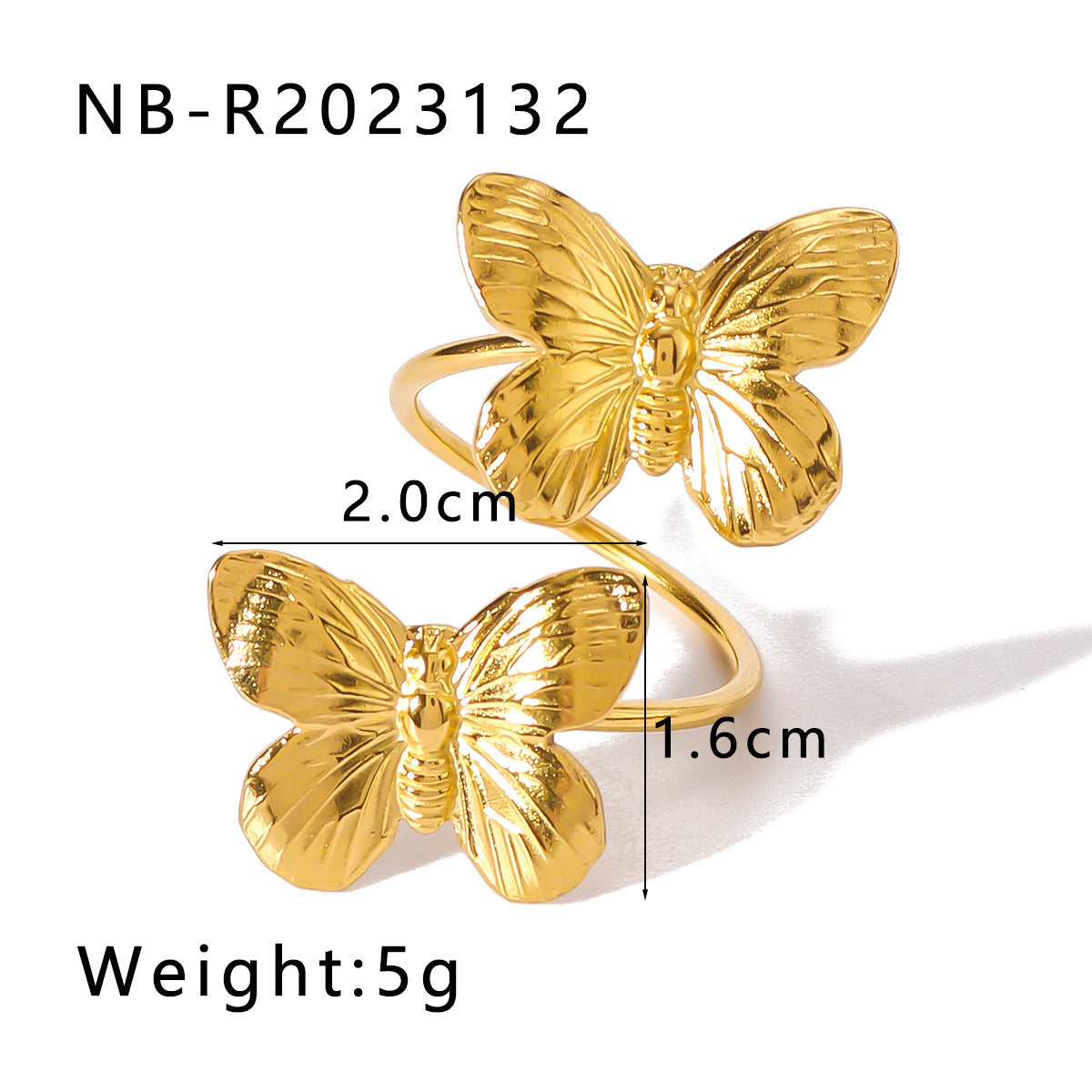Wholesale butterfly multi-layer pearl engraved titanium steel ring