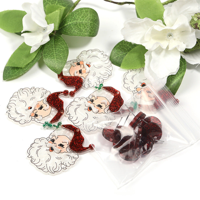 Wholesale 10pcs Christmas Handmade Santa Claus Elk Acrylic Earrings ACC-ES-BLG002