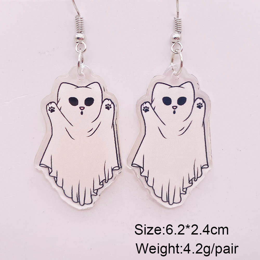 Wholesale  Cartoon Cat Horror Pumpkin Ghost Acrylic Earrings