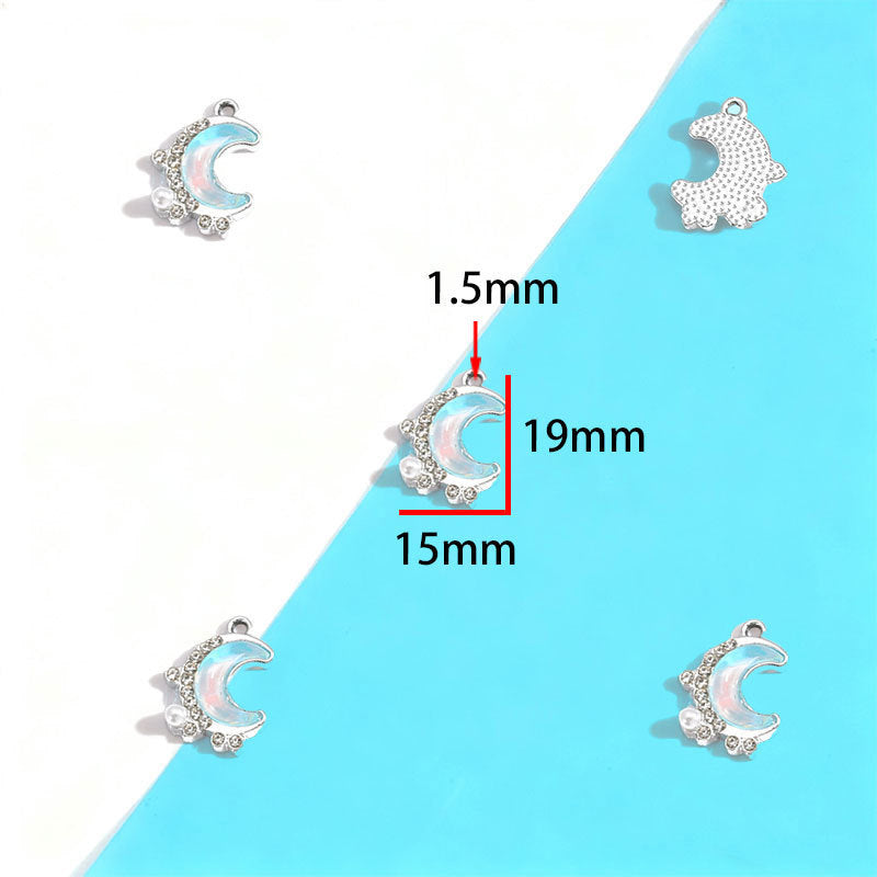 Wholesale Electroplated Zinc Alloy Blue Star Moon Resin Inlay Pendant Charms For DIY Jewelry Making Bag Charm Keychain Everyday Wear