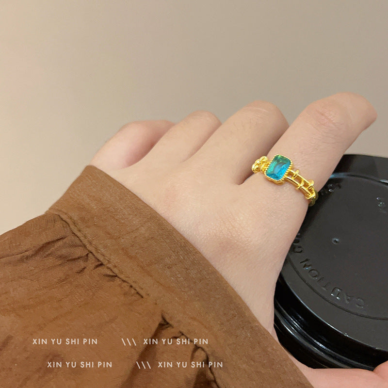 Wholesale Blue Sugar Ring  Luxury Vintage Court Style Open Ring Ring