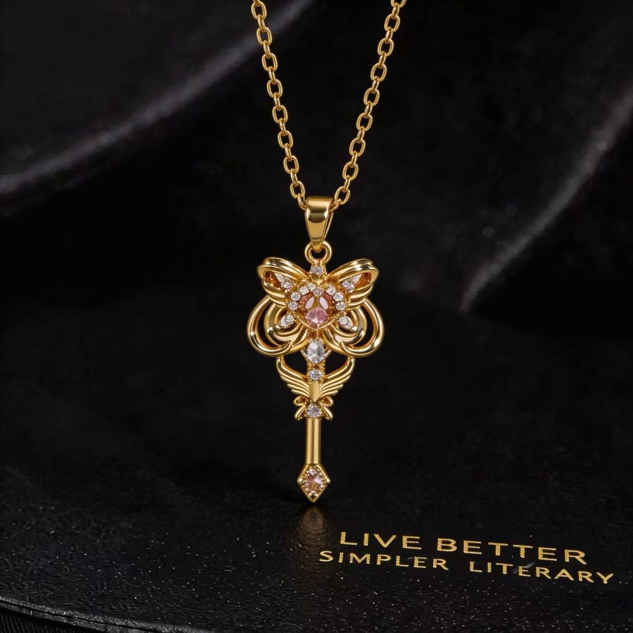 Wholesale Fashion Heart Pendant Necklace Full Zircon Copper Plated Collarbone Chain Sparkling Jewelry Accessory