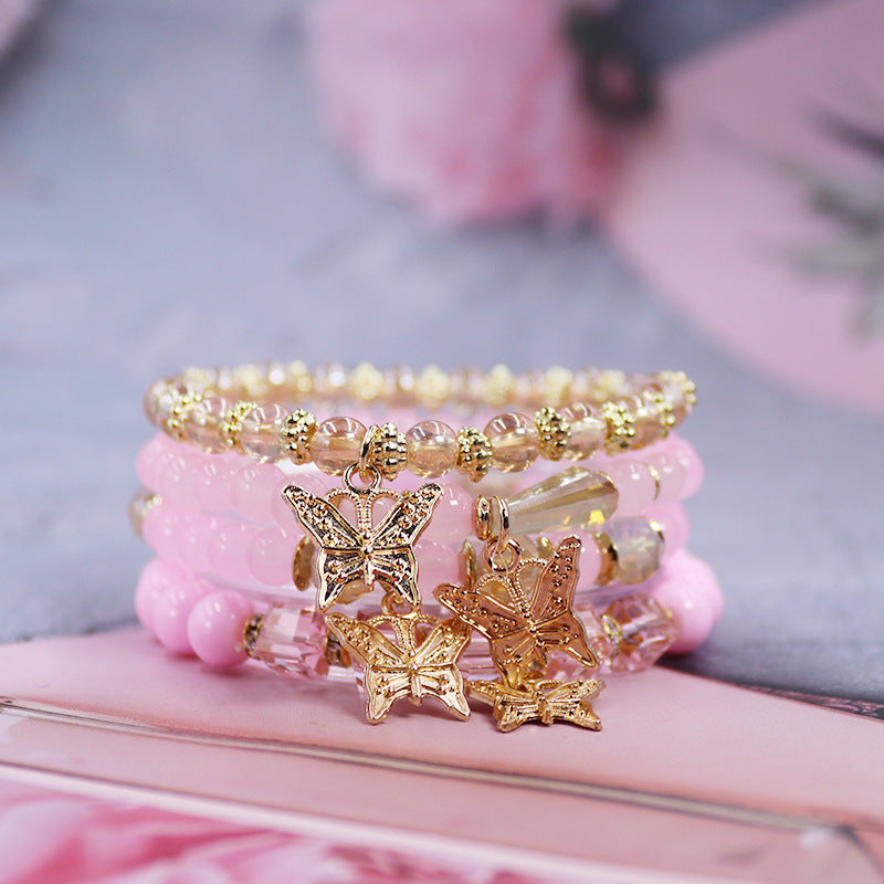 Wholesale Bohemian Multi-layer Crystal Butterfly Stretch Beaded Bracelet ACC-BT-NaiHong006
