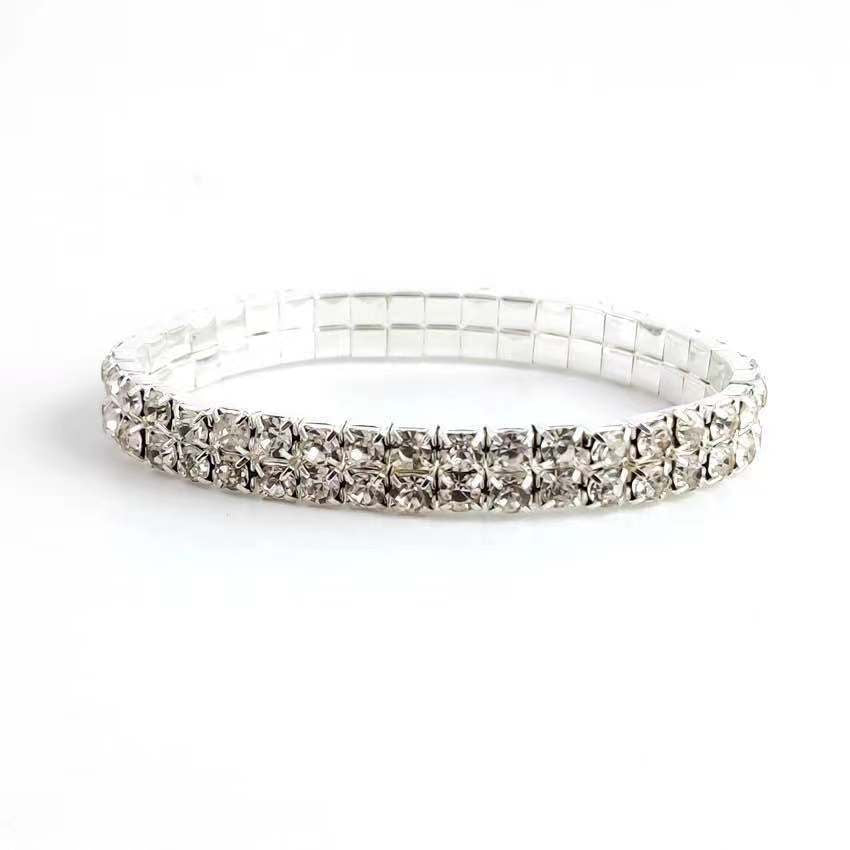 Wholesale Simple Bracelet with 8 Rows of Diamonds and Shiny Bracelets Necklace Set ACC-BT-ChenRui001