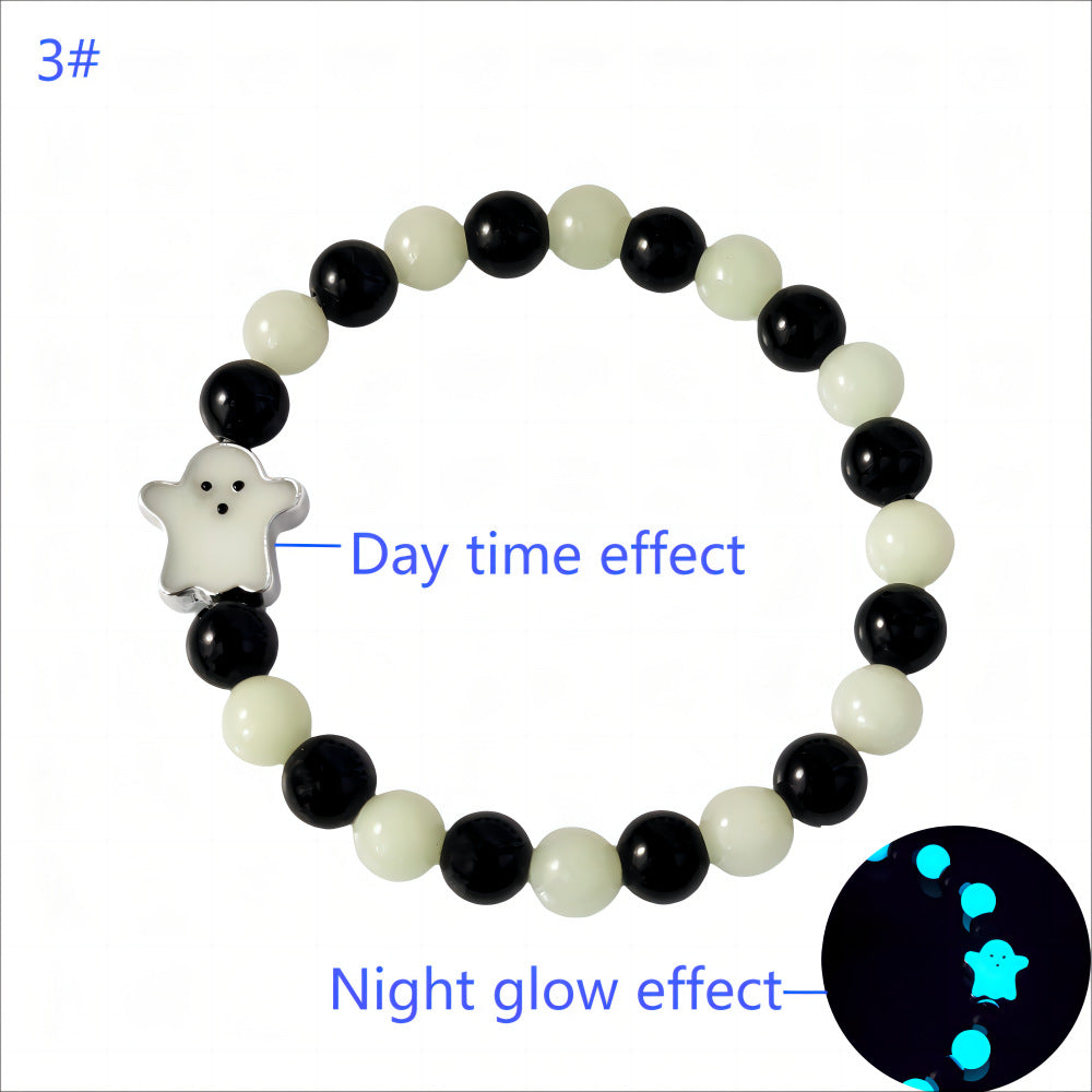 Wholesale Day of the Dead Glow-in-the-Dark Glass  Ghost Bracelet