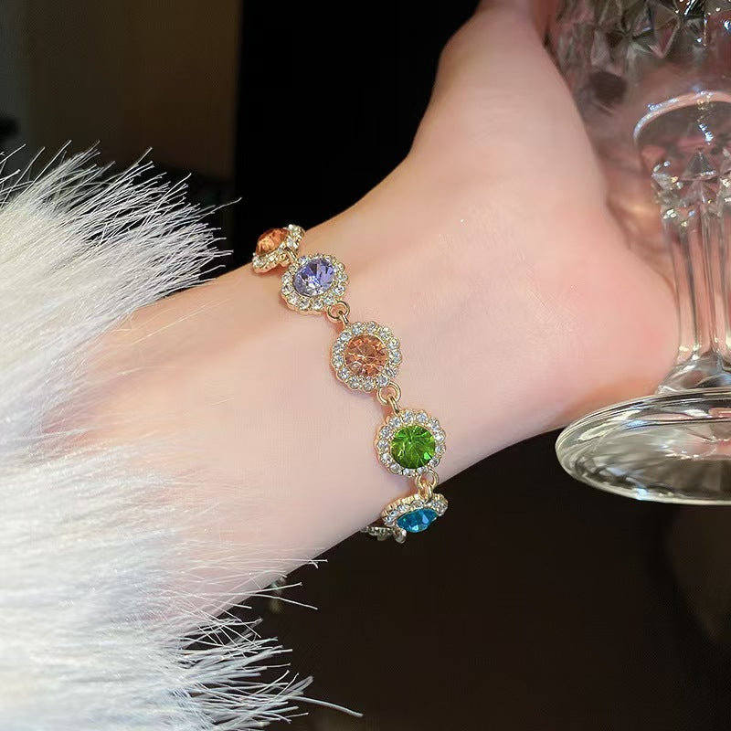 Wholesale Colorful Round Zircon Light Alloy Bracelet Luxury Bracelet ACC-BT-LingQi001