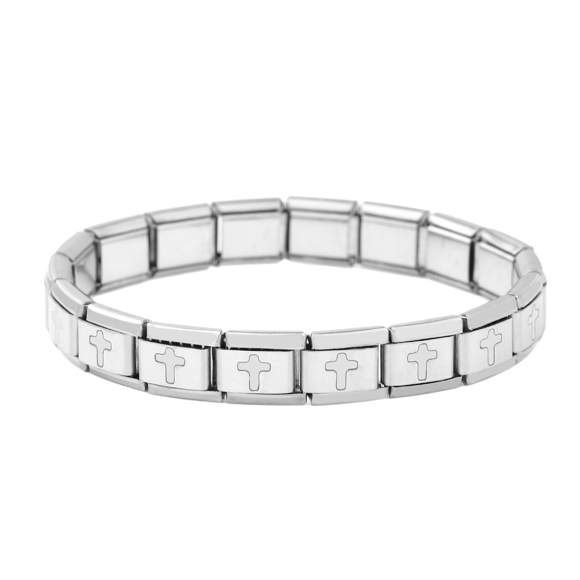 Wholesale Italian Charm Bracelet 9mm DIY Splicing Cross Series Colorful Stainless Steel Composable Bracelet