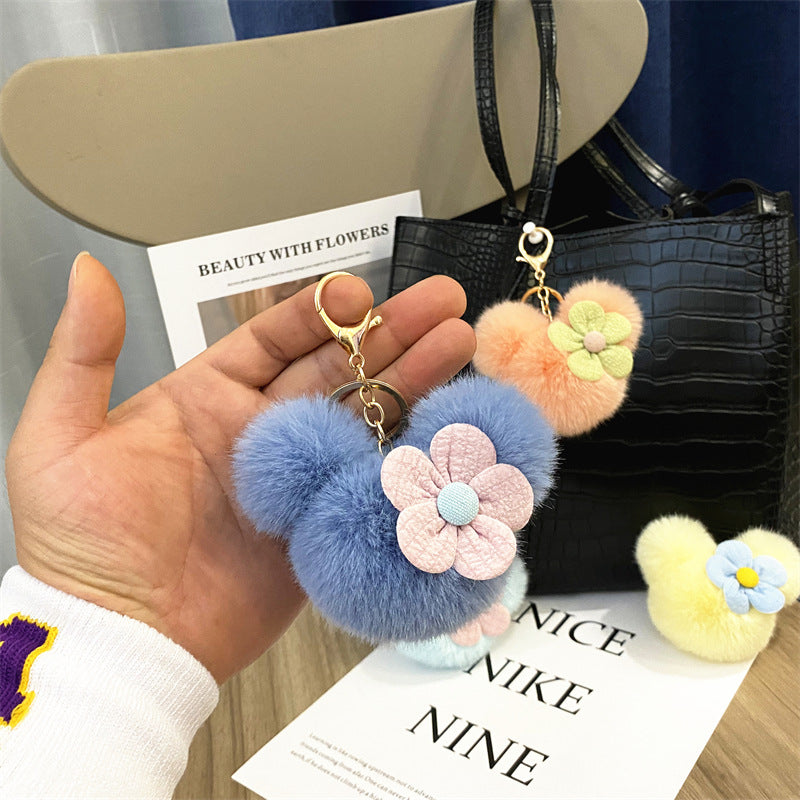 Wholesale Trendy Cartoon Mouse Head Plush Keychain Bag Charm Car Key Accessory Party Gift