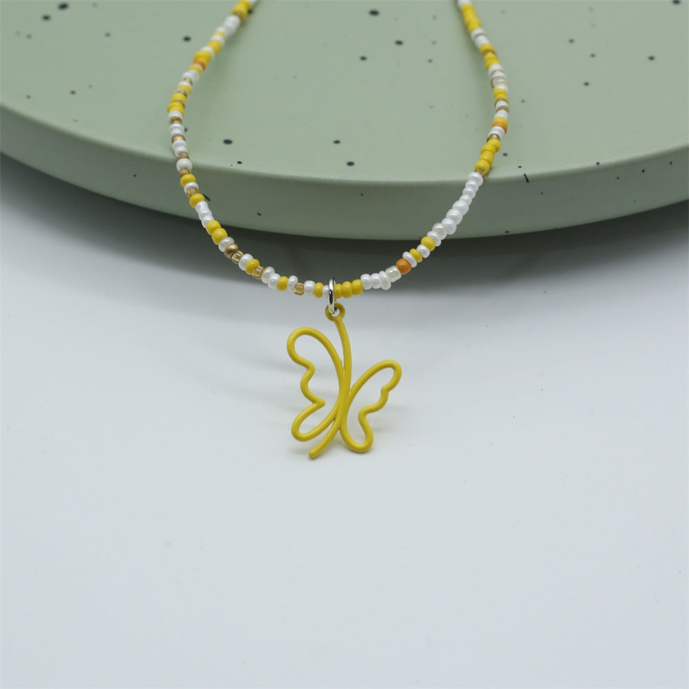 Wholesale  Light Luxury  Alloy Hollow Butterfly Pendant Necklace