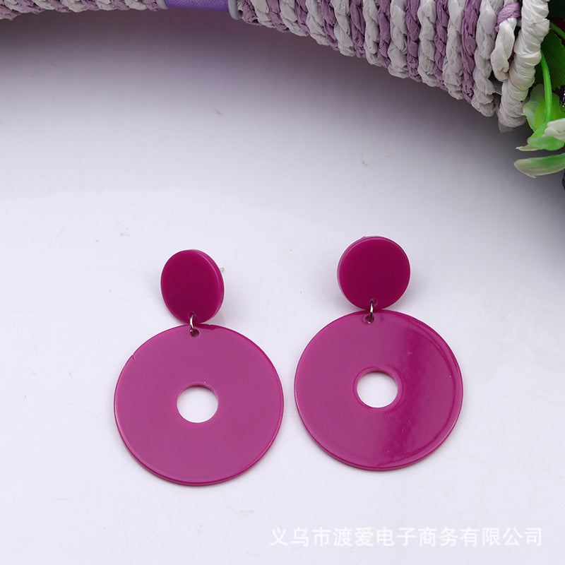 Wholesale  12-Color Round Cut Out Acrylic Earrings