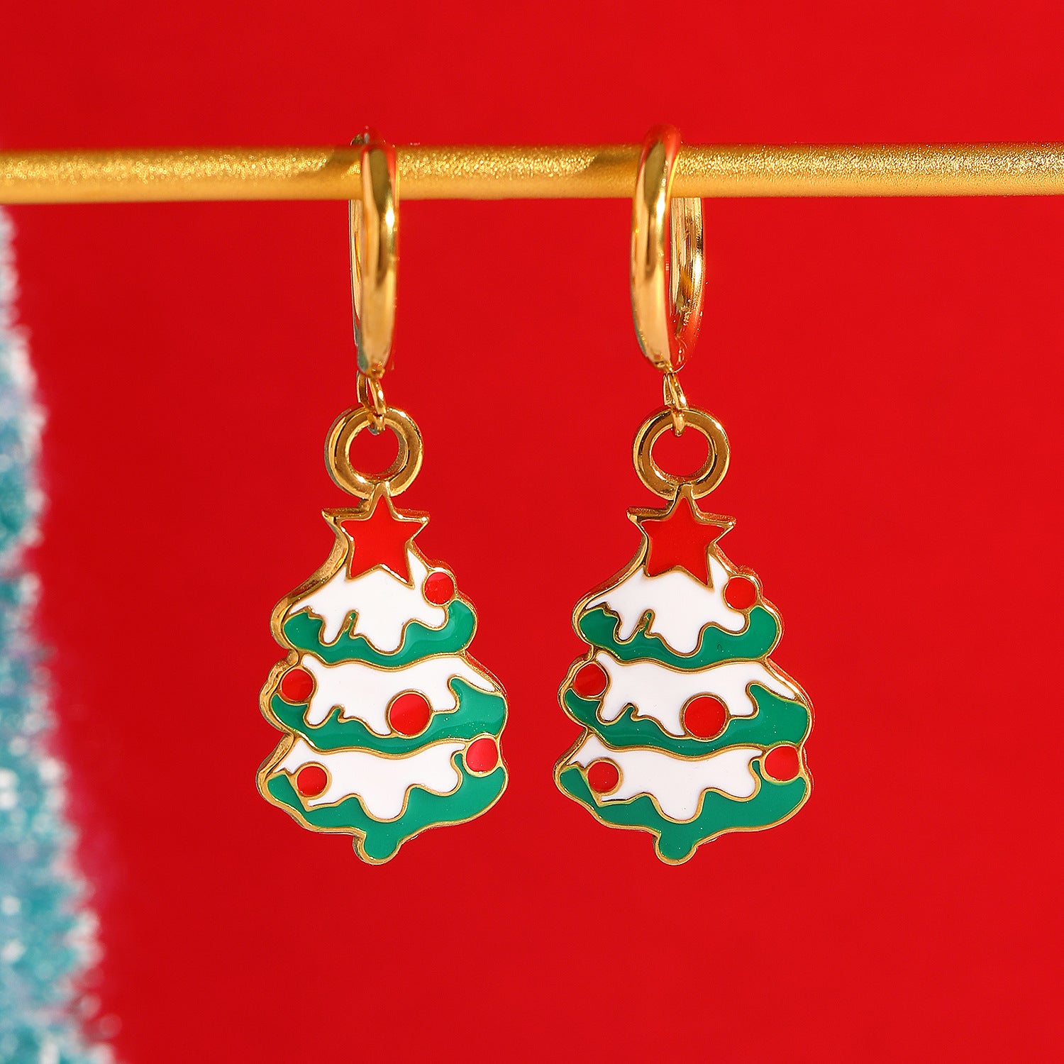 Wholesale Christmas Snowflake Earrings Stainless Steel Electroplated Jewelry Accessory for Gift and Boutique Resale