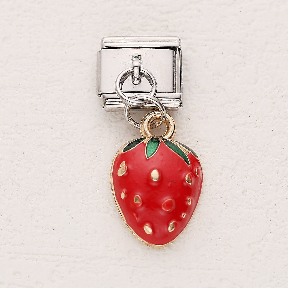 Wholesale 10pcs Italian Charm Bracelet 9mm DIY Splicing Strawberry Avocado Pendant Stainless Steel Composable Bracelet