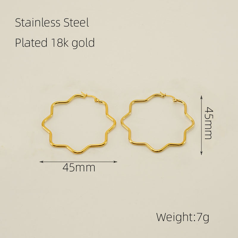 Wholesale  Stainless Steel Plated 18K Gold Simple  Earrings