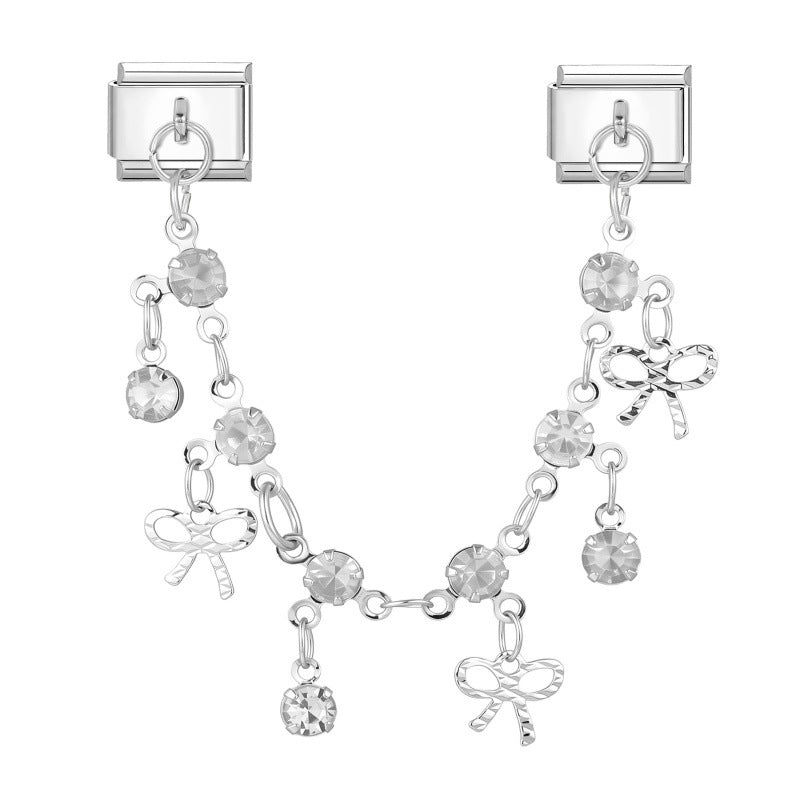 Wholesale Fresh and Simple DIY Modular Charm Bracelet Stainless Steel Butterfly Star Pendant Jewelry Set for Crafting