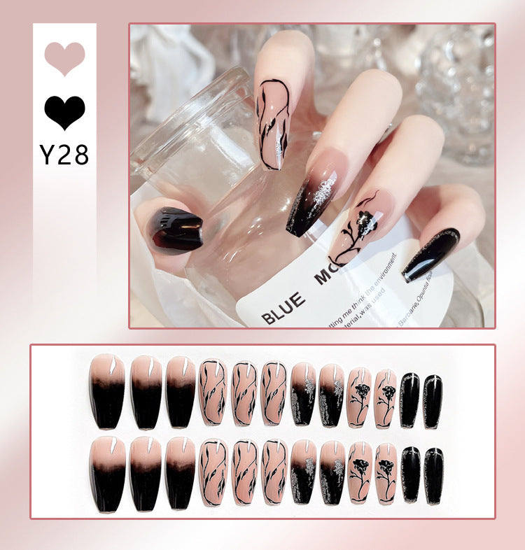 Wholesale 24 Pieces/box Diamond Butterfly Glitter Nail Art Press-on Nails Kits Nail Stickers ACC-NS-DiNa002