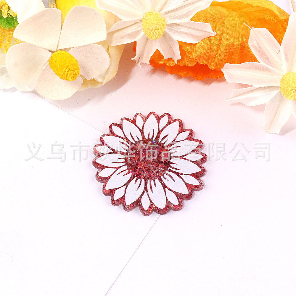Wholesale 10PCS DIY Acrylic Loose Powder Flower Series Brooch Flatback