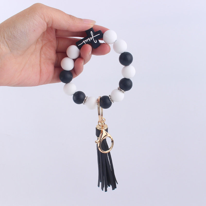 Wholesale Cartoon Cross Silicone Beaded Wrist Keychain ACC-KC-GuangTian025