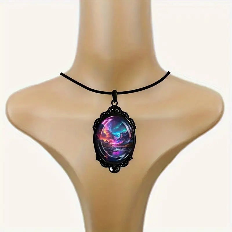 Wholesale Colorful Aurora Landscape Glass Necklace