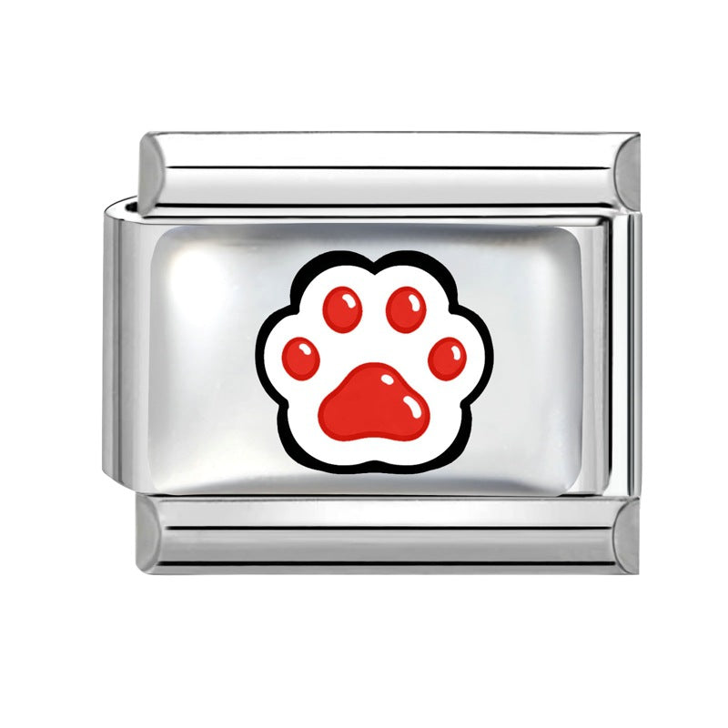 Wholesale Cute Pet Paw Print Charms Stainless Steel For DIY Bracelet Making Fashion Jewelry Accessory Gift