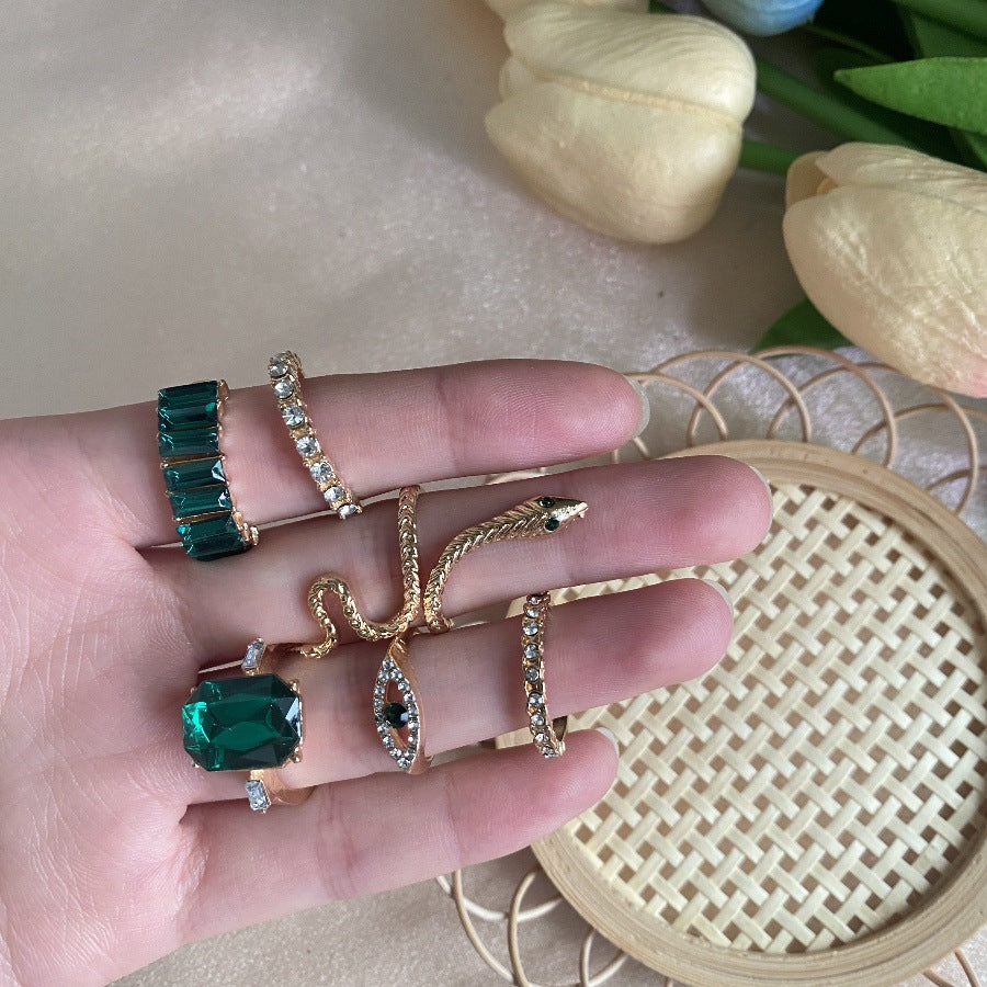 Wholesale  Green Diamond Snake Ring