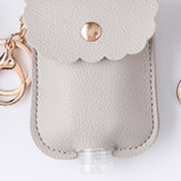 Wholesale PU Leather Keychain Bag Charm Portable Hand Sanitizer Perfume Bottle Case Holder Earthy Yellow Stylish Gift For Wedding
