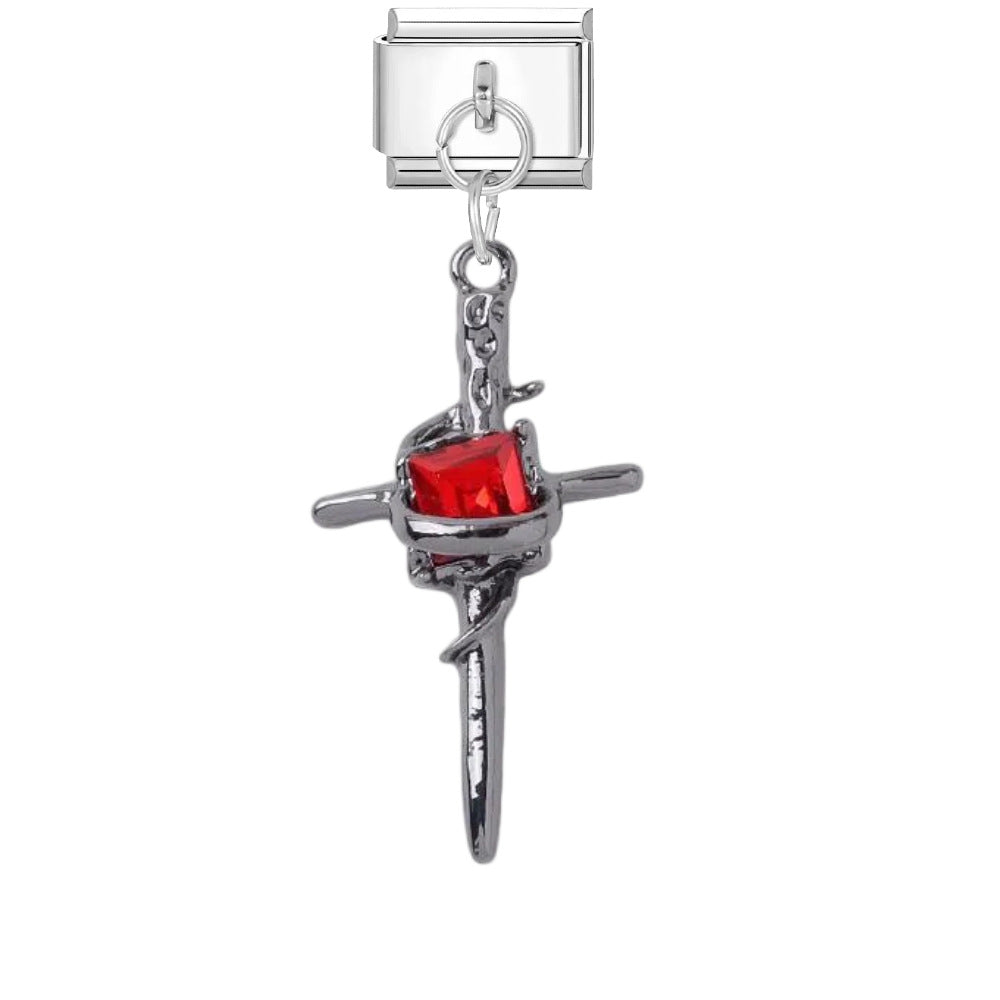Wholesale Punk Cross DIY Bracelet Charms Titanium Steel Fashion Accessory for Gift and Boutique Resale