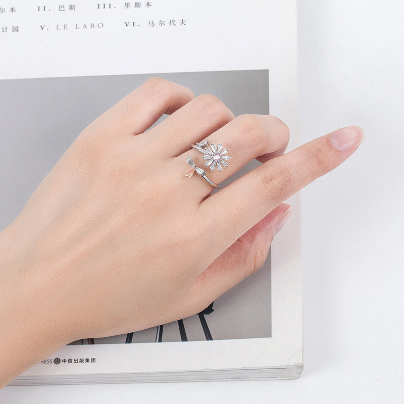 Wholesale Flower Shape Opening Ring Adjustable Rotating Ring