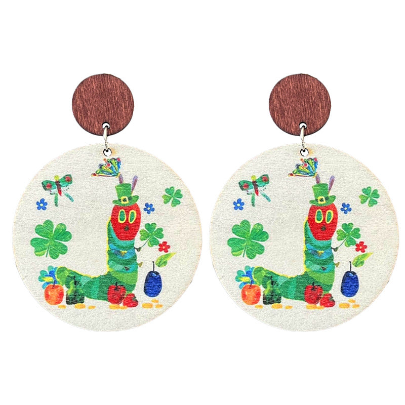 Wholesale 2 pairs/pack Wooden St.  Patrick' s Day text earrings
