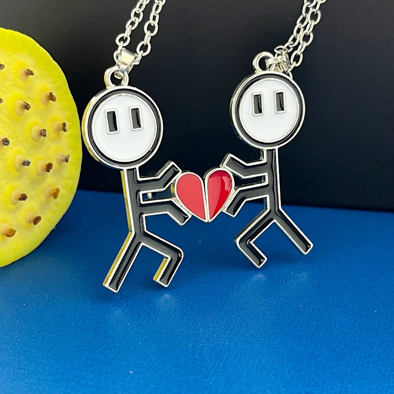 Wholesale Stickman Love Valentine's Day Love Magnet Necklace
