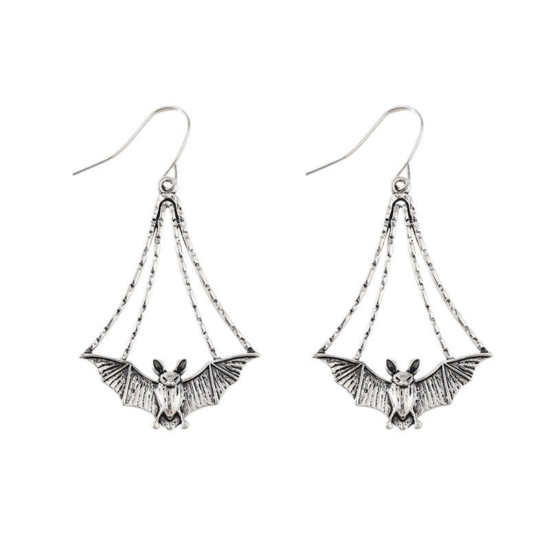 Wholesale Gothic Bat Earrings Ancient Silver Alloy Retro Design Jewelry Accessory For
