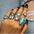Wholesale Retro Set Turquoise Feather Ring Set