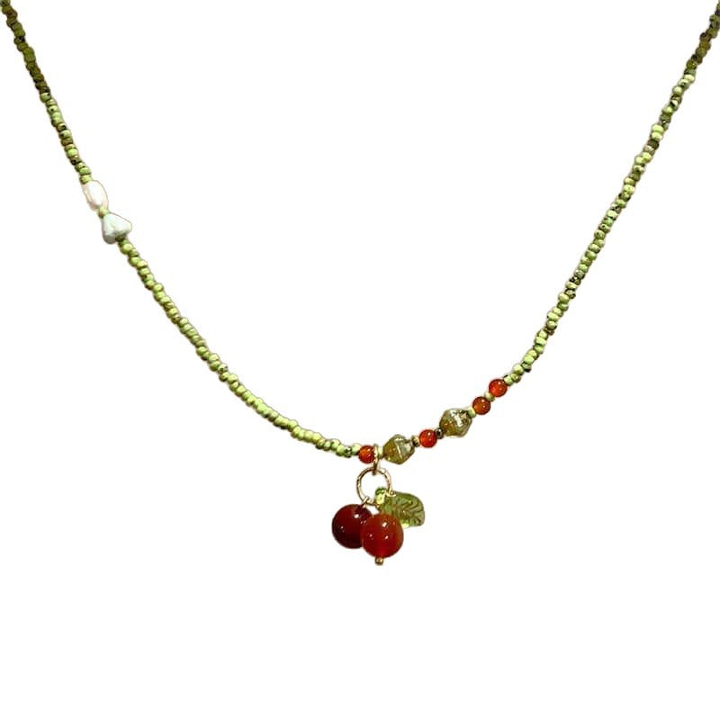 Wholesale  White and Red Cherry All-match Necklace