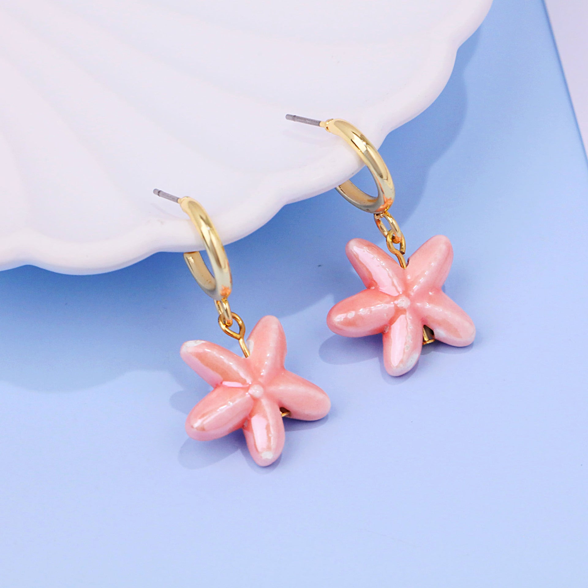 Wholesale  cute  starfish ceramic earrings