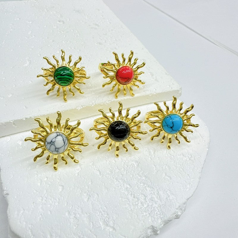 Wholesale Wave sun copper plated 18k color-preserving adjustable ring Adjustable rings