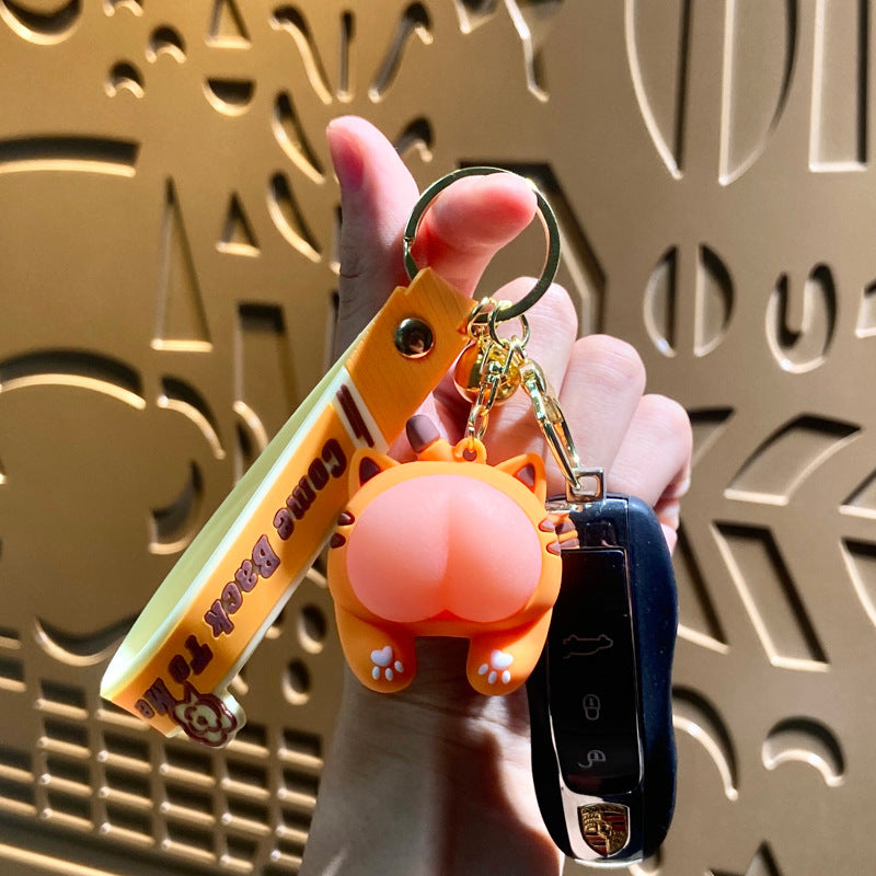 Wholesale Cartoon Q Elastic Butt Decompression PVC Soft Glue Keychain Creative Keychain ACC-KC-XJY001