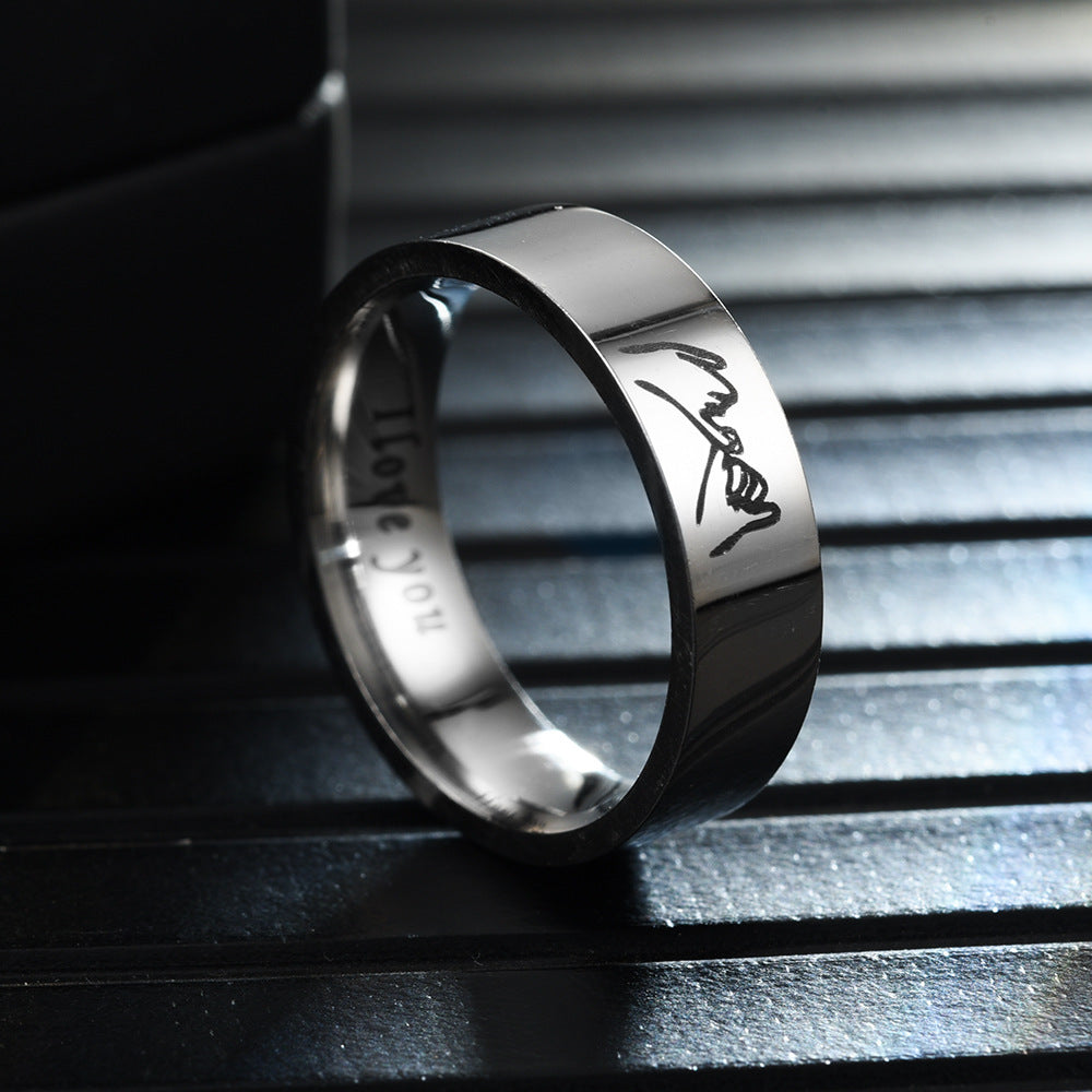 Wholesale Titanium Steel Couple Rings I Love You Hand Held Couple Rings