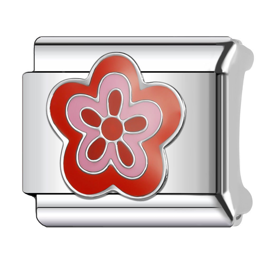 Wholesale Italian Charm Bracelet 9mm DIY Splicing Flower Series Stainless Steel Composable Bracelet