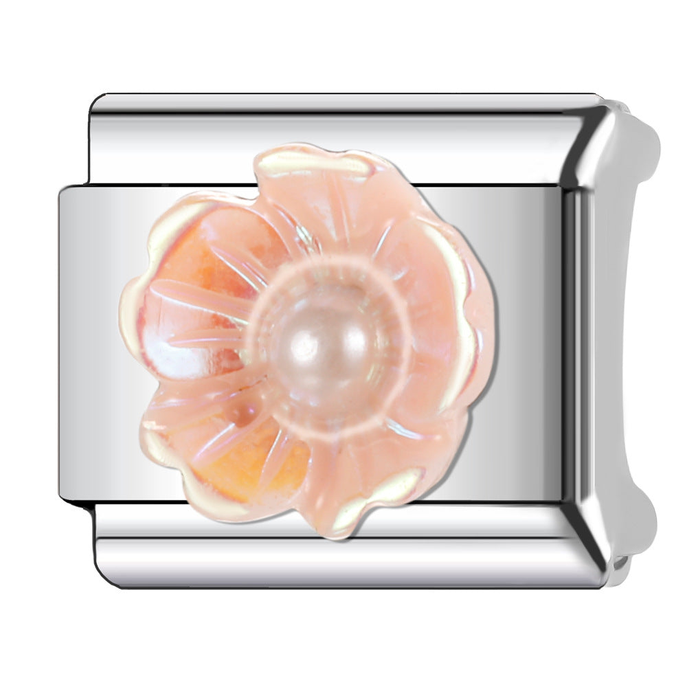 Wholesale Italian Charm Bracelet 9mm DIY Splicing Creative Flower Stainless Steel Composable Bracelet