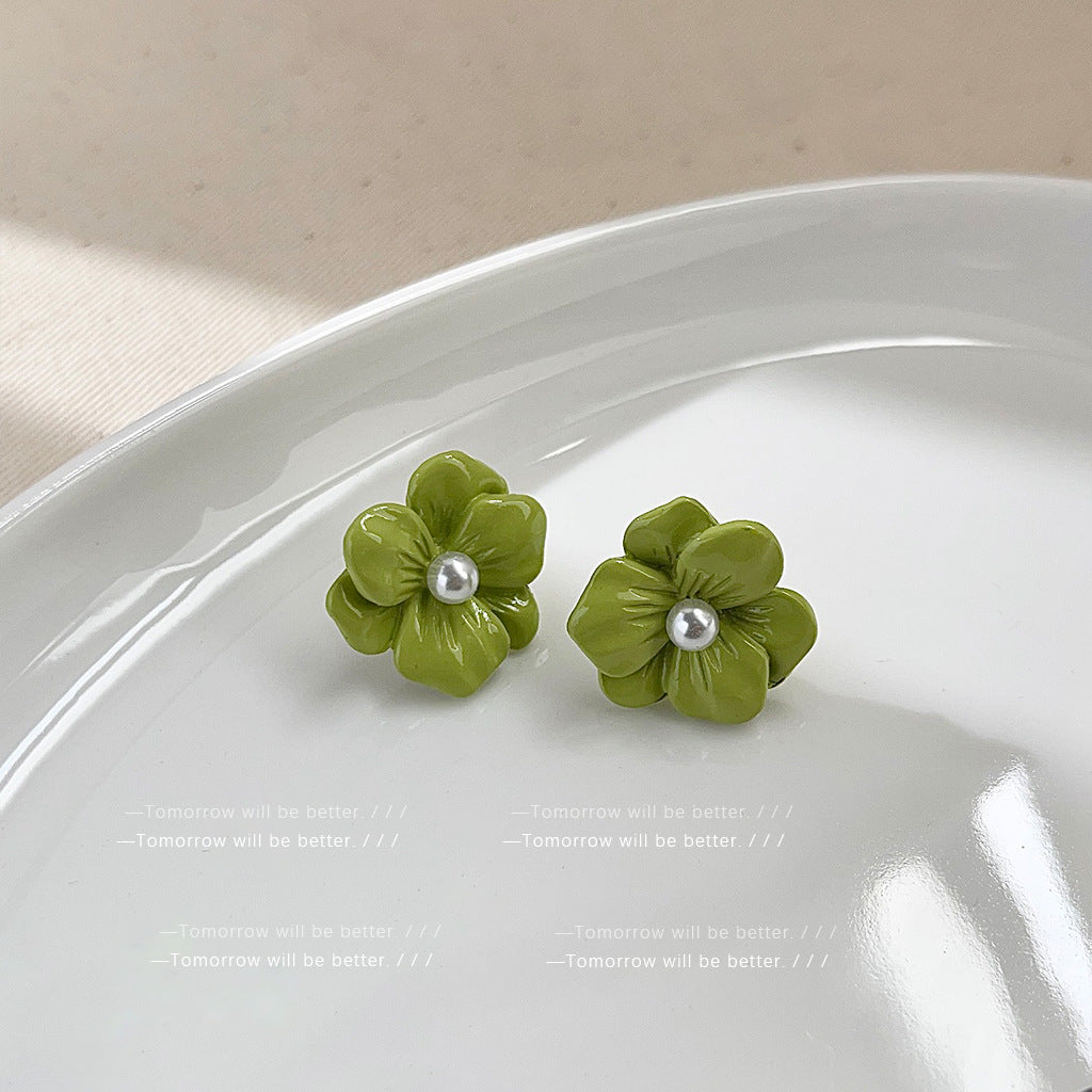 Wholesale Green Flower Earrings Tea Earrings ACC-ES-Eryu001