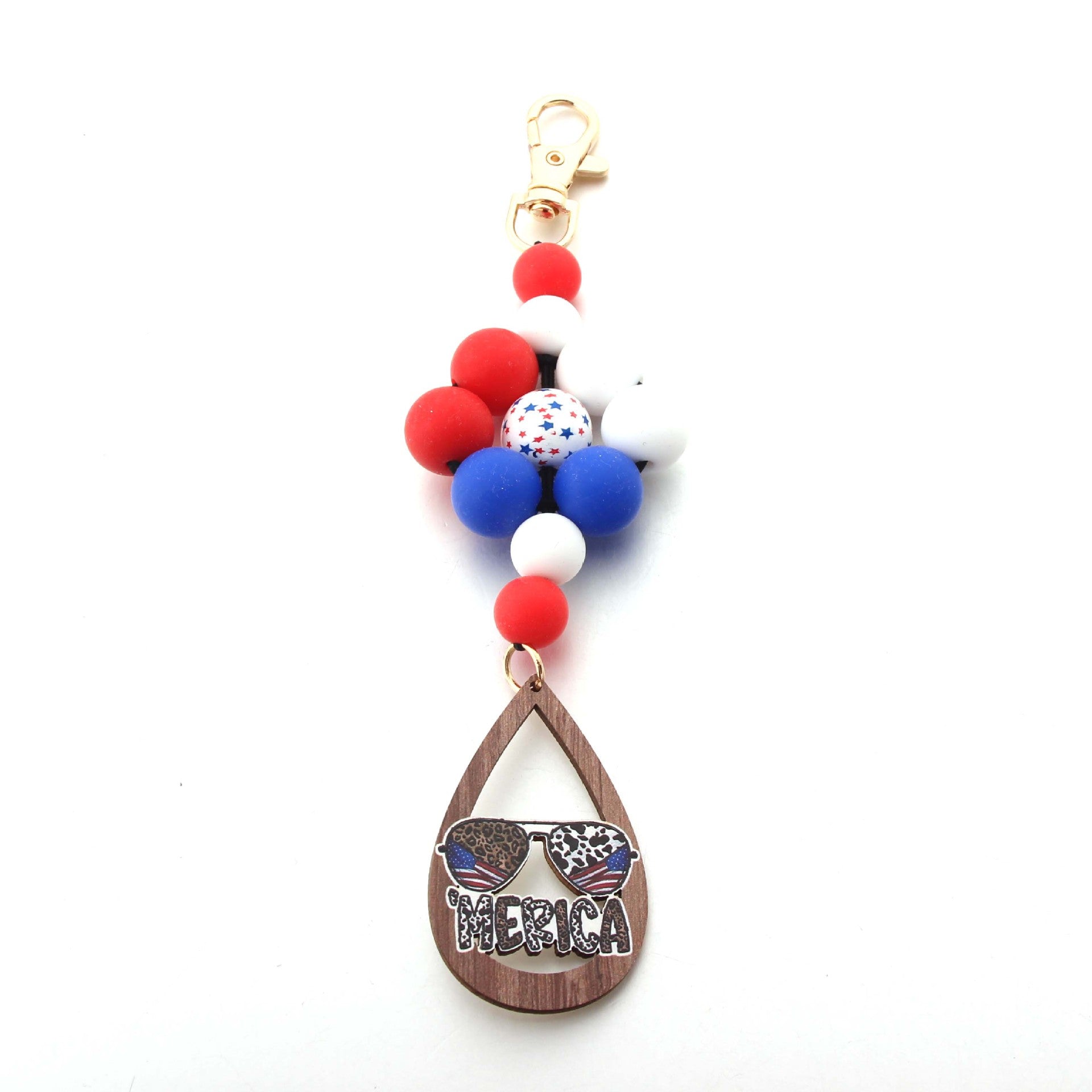 Wholesale American Independence Day Silicone Beaded Keychain ACC-KC-JinAn006