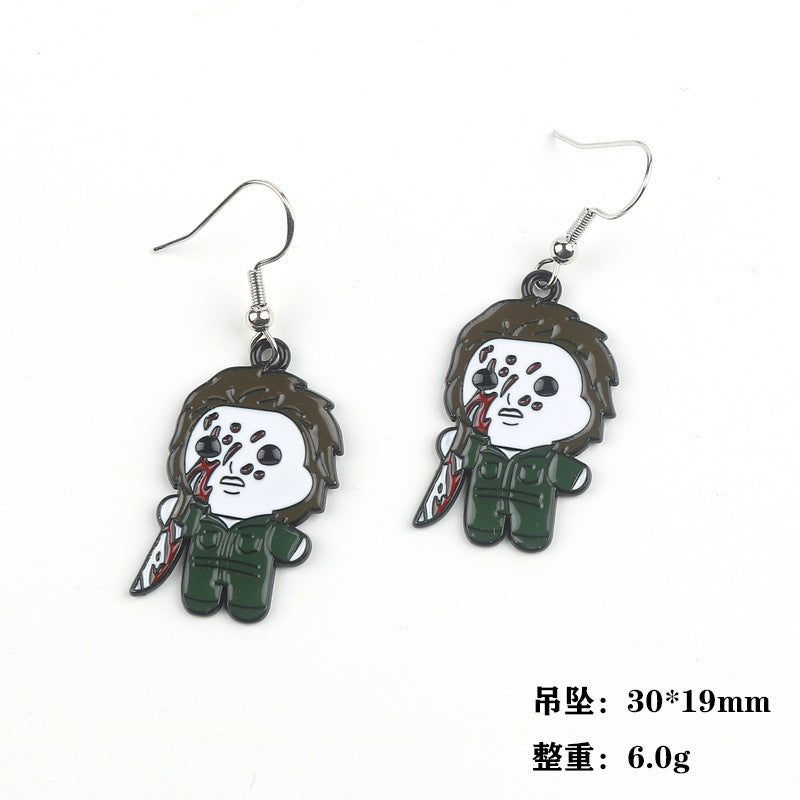 Wholesale Halloween Horror Cartoon Movie Black Plated Pendant Earrings ACC-ES-Fuyu001